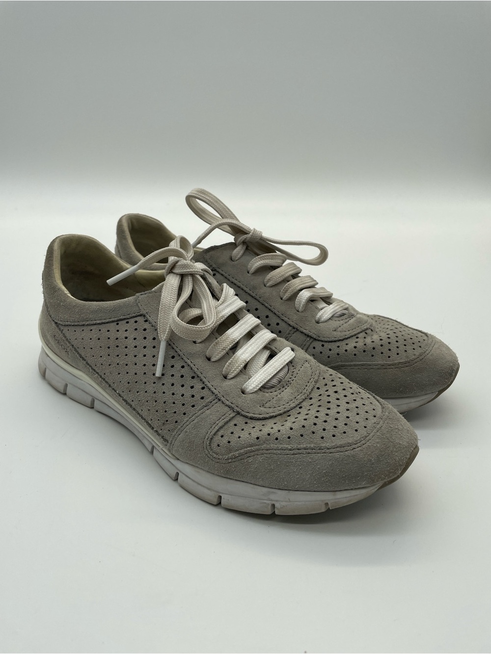 Geox Respira Light Grey Suede Perforated Sneakers Women’s EU 38